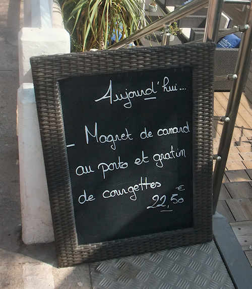 Belle Plage daily menu